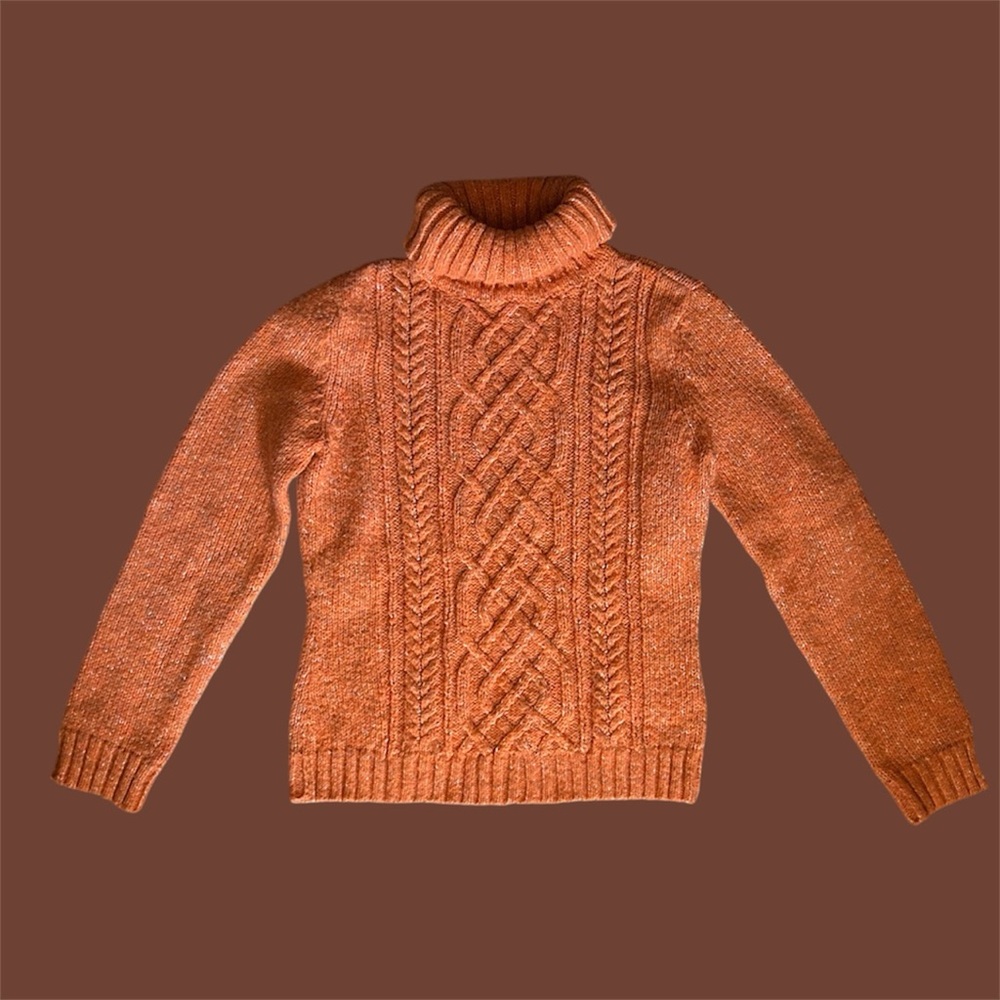 Orange cable knit sweater vintage knitwear